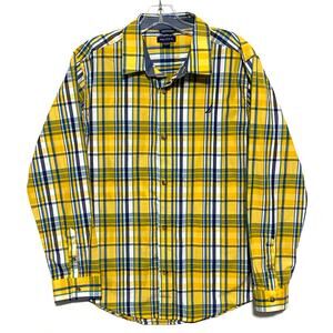 Nautica Yellow Plaid Button Long Sleeve Shirt Boys XL Preppy Nautical Classic